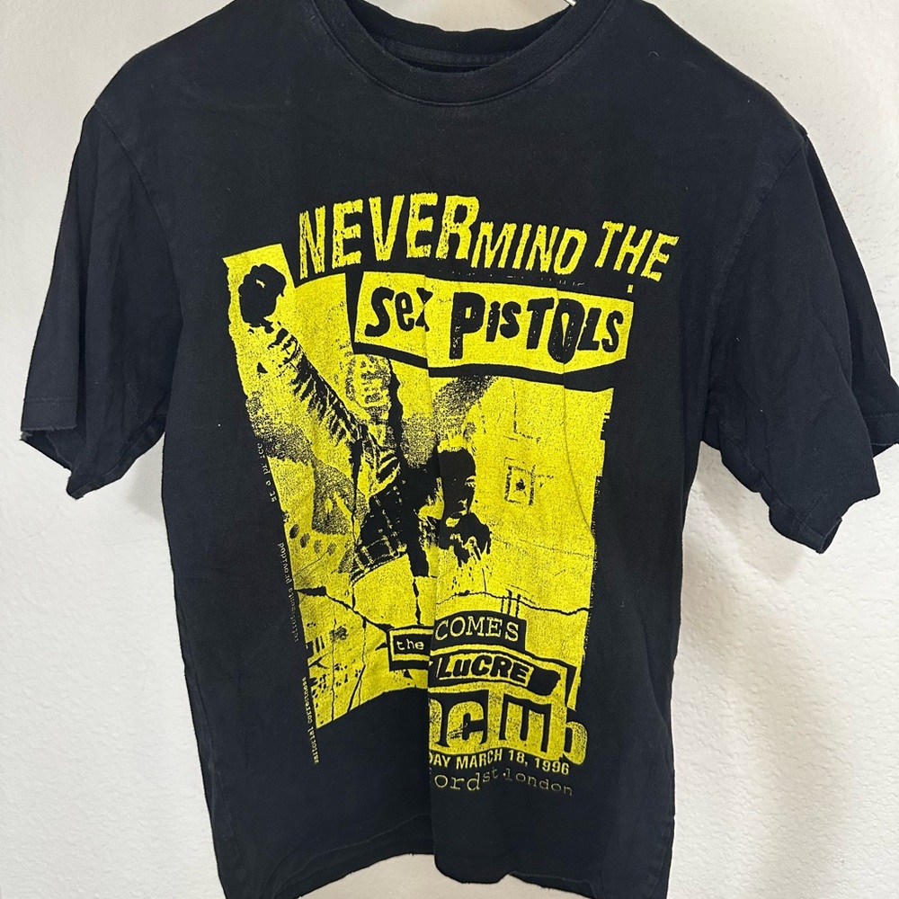 The Kooples Black and Yellow Sex Pistols Short Sleeve Tee